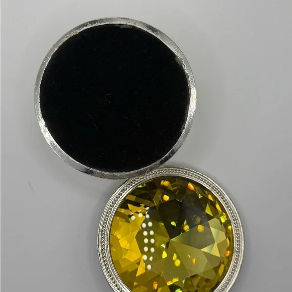 Lori Greiner Silver Jewelry Box Trinket box with Yellow Crystal Gem Lid - Picture 8 of 8